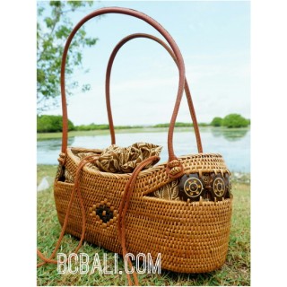 balinese ethnic large sizetote  handbag rattan grass coco 